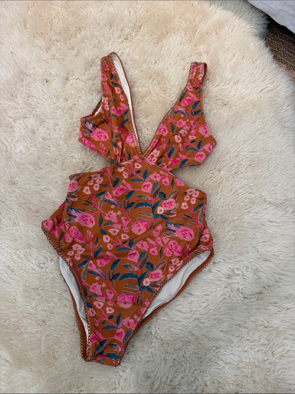 Louise Misha Pink Floral Cutout One-Piece